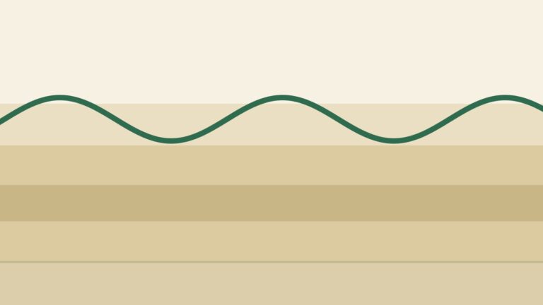 Illustration abstraite : couches de sol en teintes sable avec un tube vert